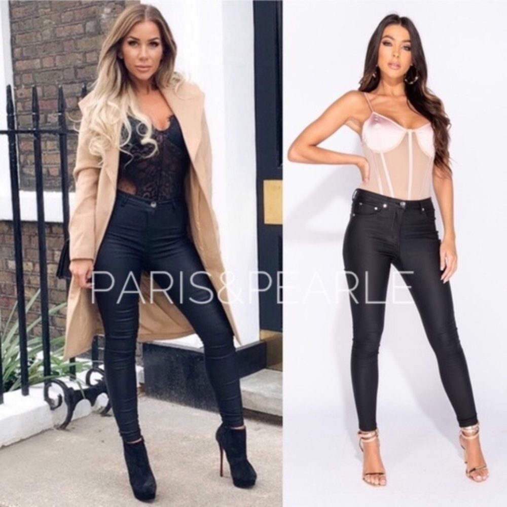 5⭐Fav Tiffany Black High Waisted Coated Pants